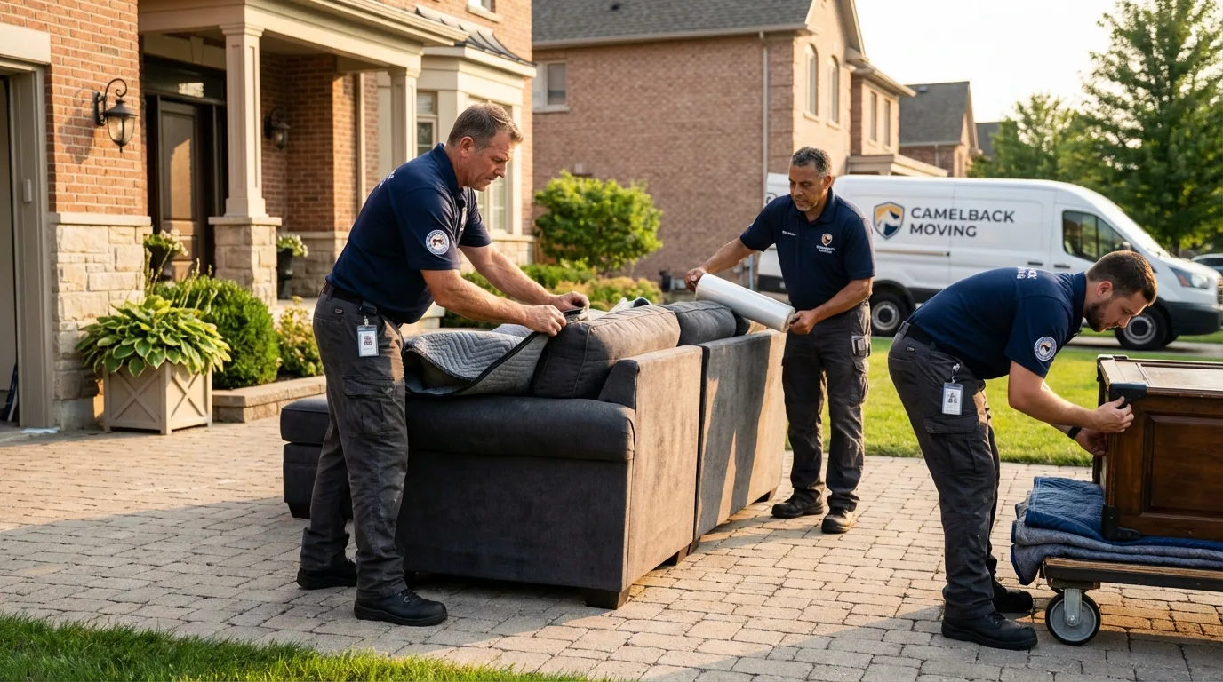 Large estate moving crew wrapping furniture in Albany, MN
