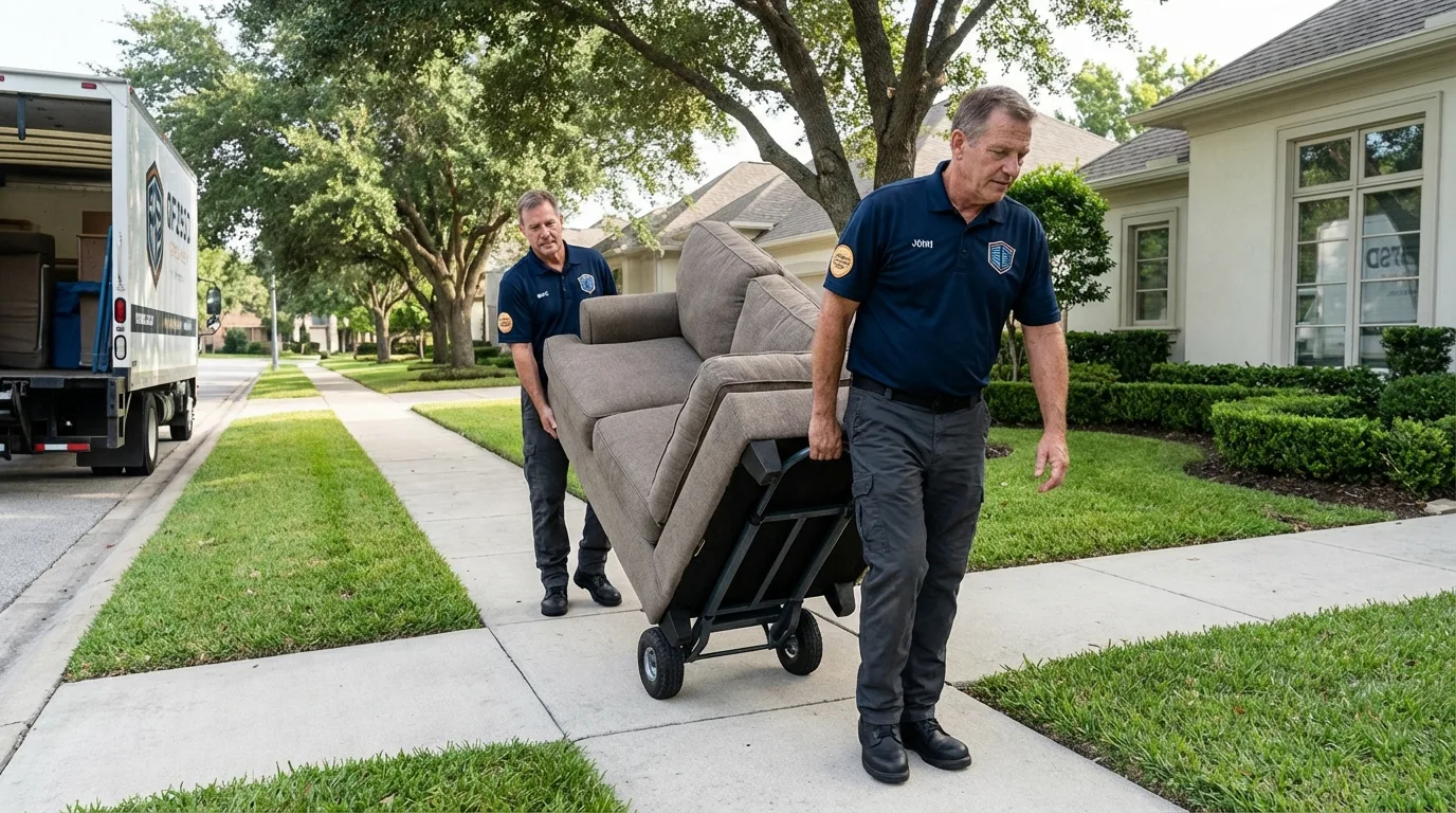 Local residential moving crew loading furniture in Albany, MN